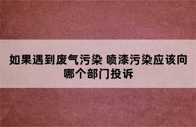 如果遇到废气污染 喷漆污染应该向哪个部门投诉